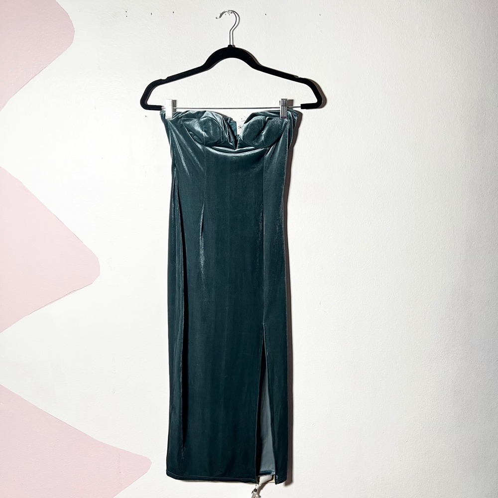 Selfie Leslie Must Be Fate Velvet Midi Dress Small Blue Luxury Glam
